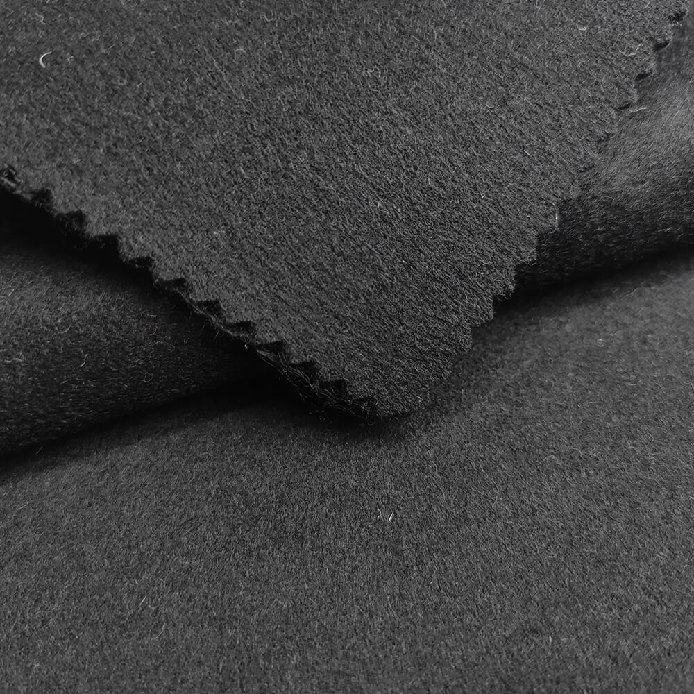 Black double sided smooth 80% wool fabric