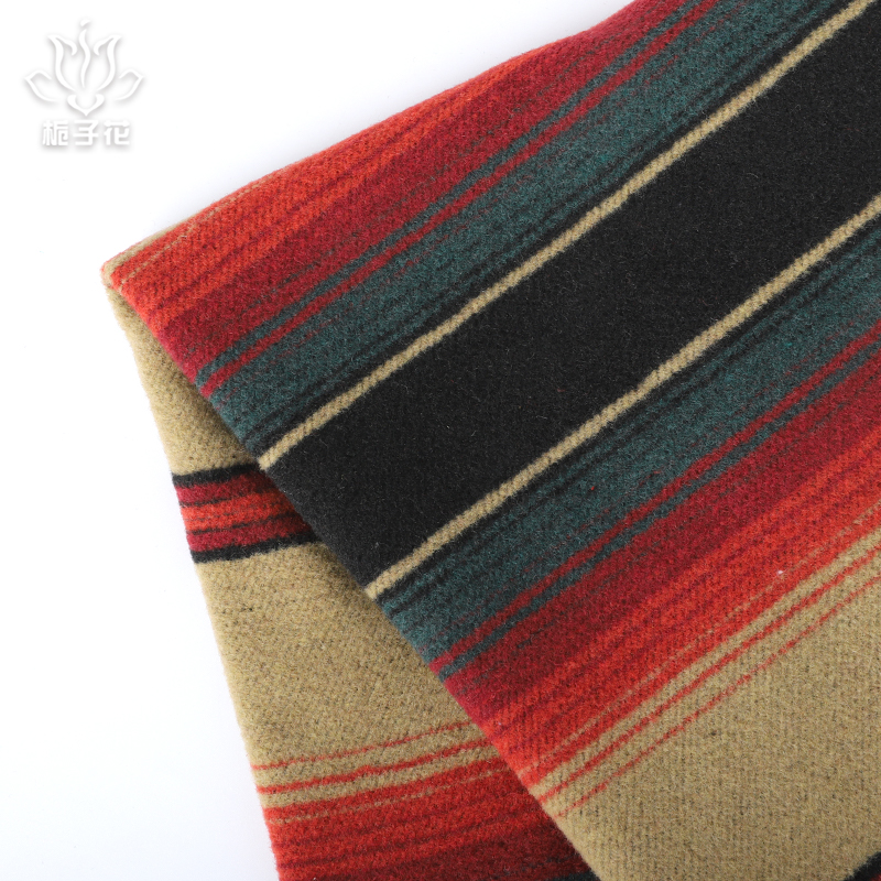 High Quality 5% Wool 95%polyester 490GSM Stripe Melton Woven Fabric Eco-Friendly for Coats&bags