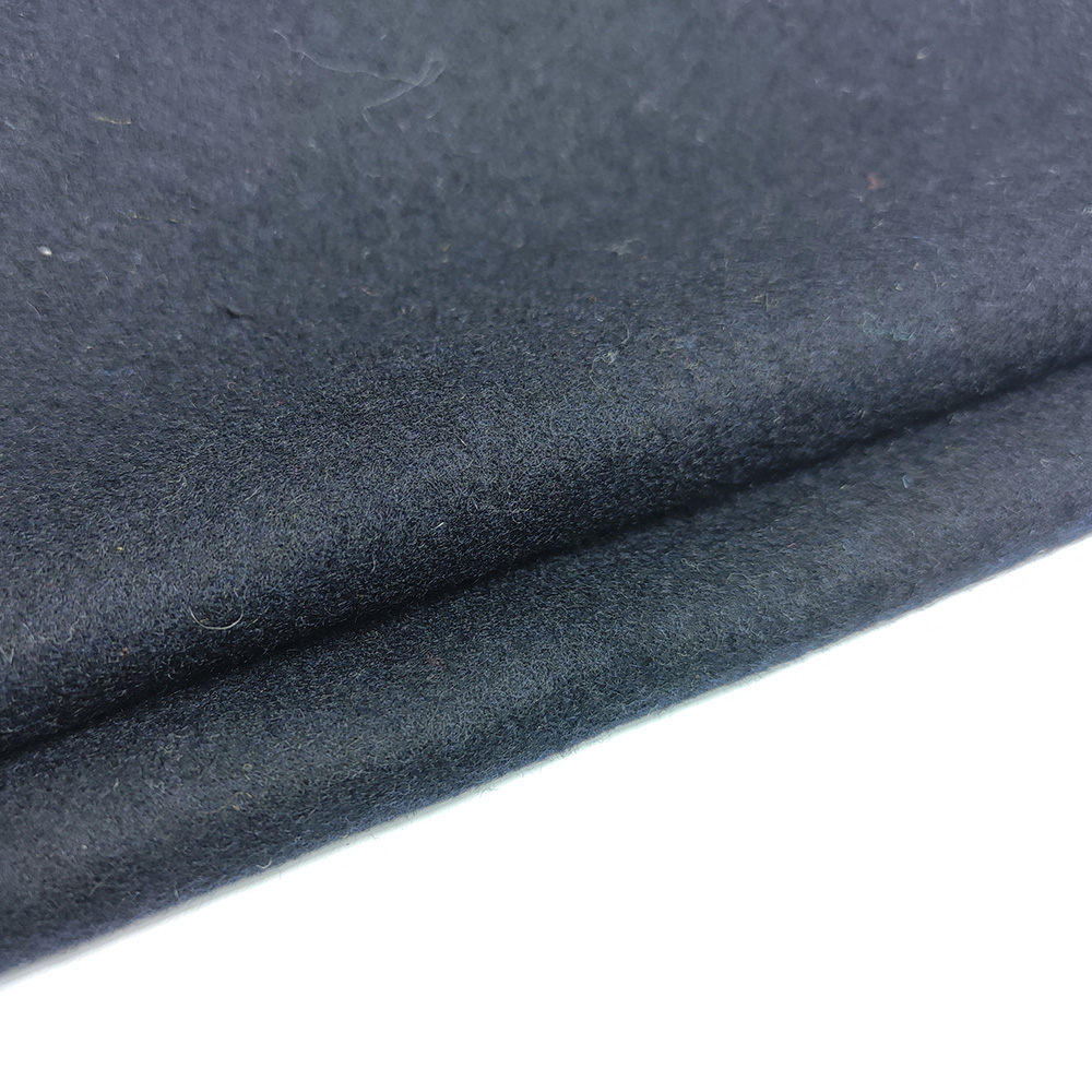 50% wool navy blue melton fabric